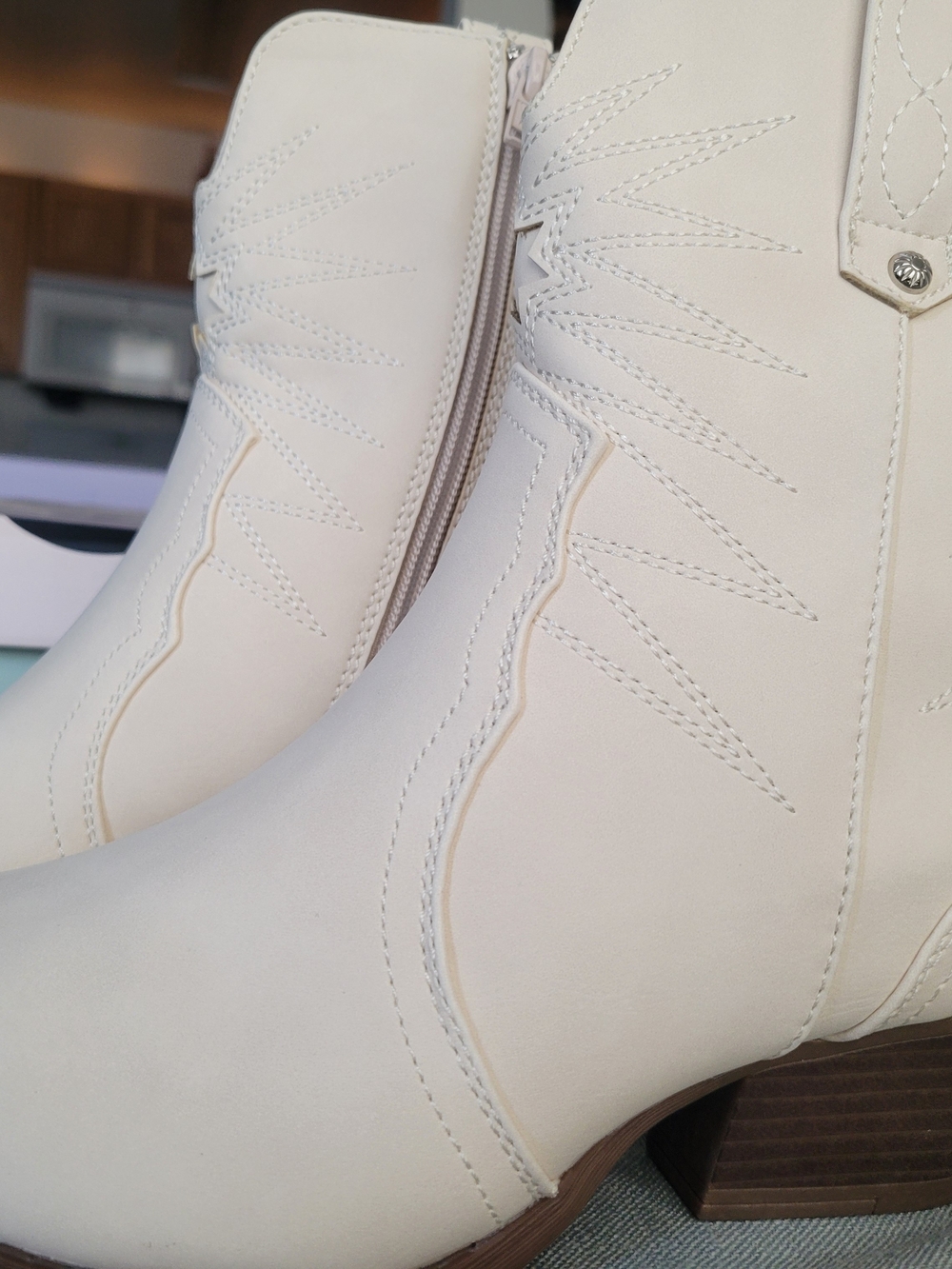 SO Cream Western-Inspired Ankle Booties with Block Heel